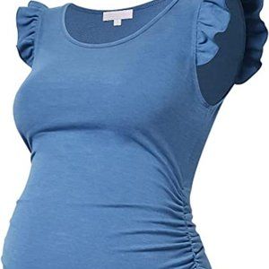 Bhome Maternity Dress Flying Sleeve Casual Pregnancy Dress